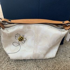 White/Cream Coach Mini Purse - Bumble Bee